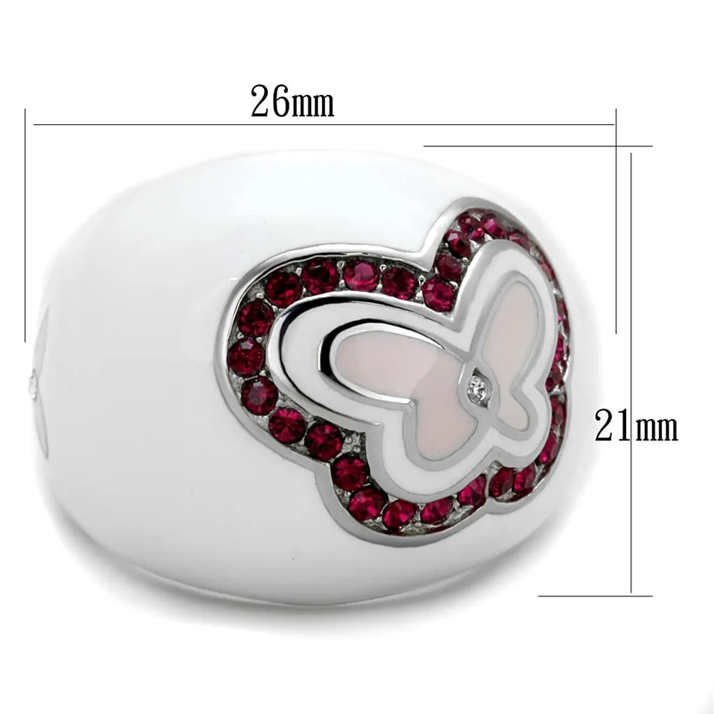 High polished (no plating) Stainless Steel Ring with Top Grade Crystal in Ruby for Women Style TK1927