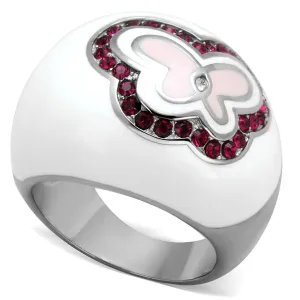High polished (no plating) Stainless Steel Ring with Top Grade Crystal in Ruby for Women Style TK1927