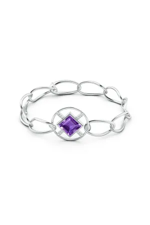 Infinity Concentric Circle 14K Gold and Amethyst Bracelet