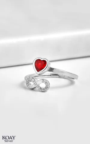 Infinity Zircon Red Heart Ring