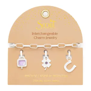 Interchangeable Charm Bracelet | Amethyst/Protection/Silver