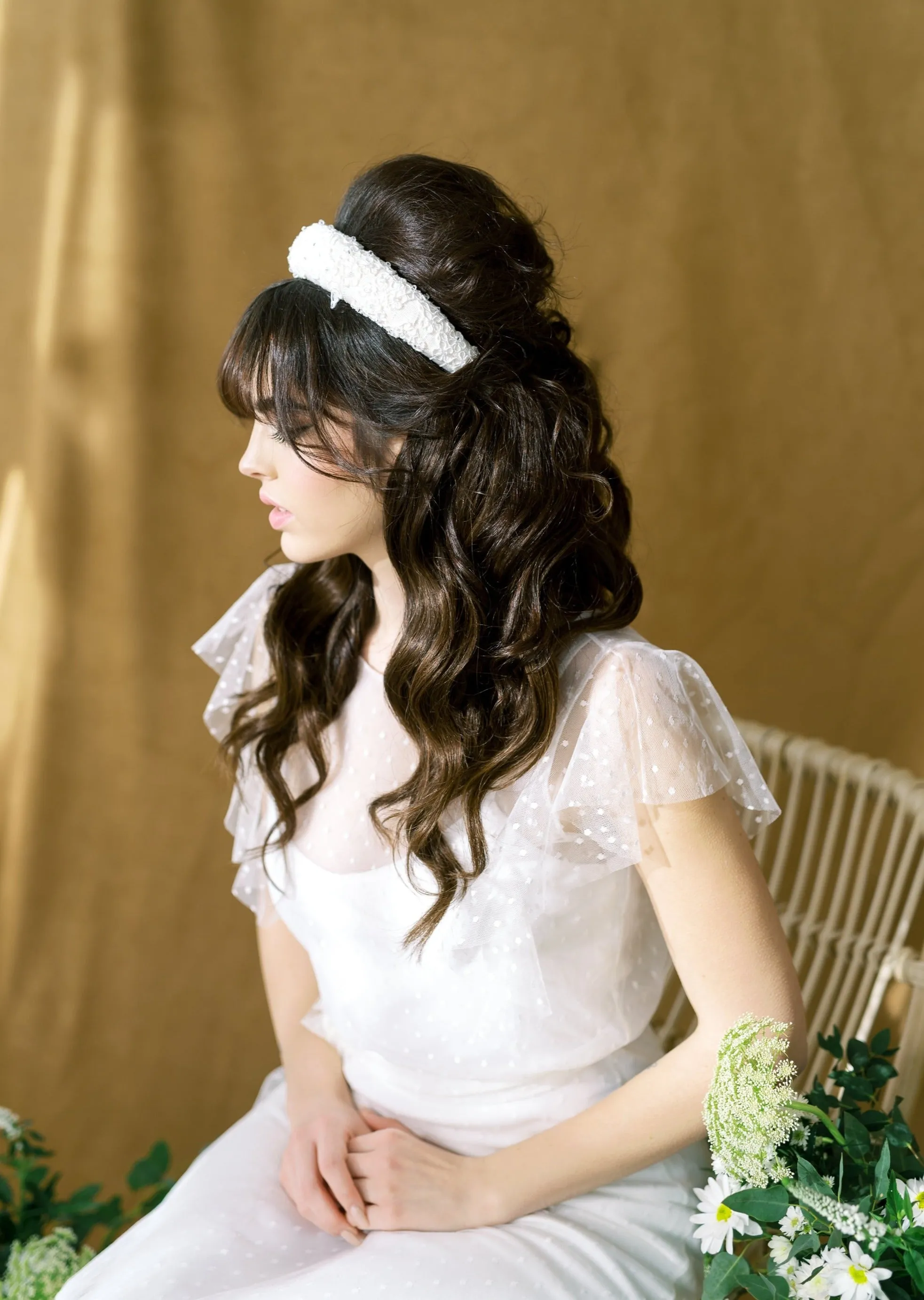 JUDY Beaded Vintage Lace Padded Headband