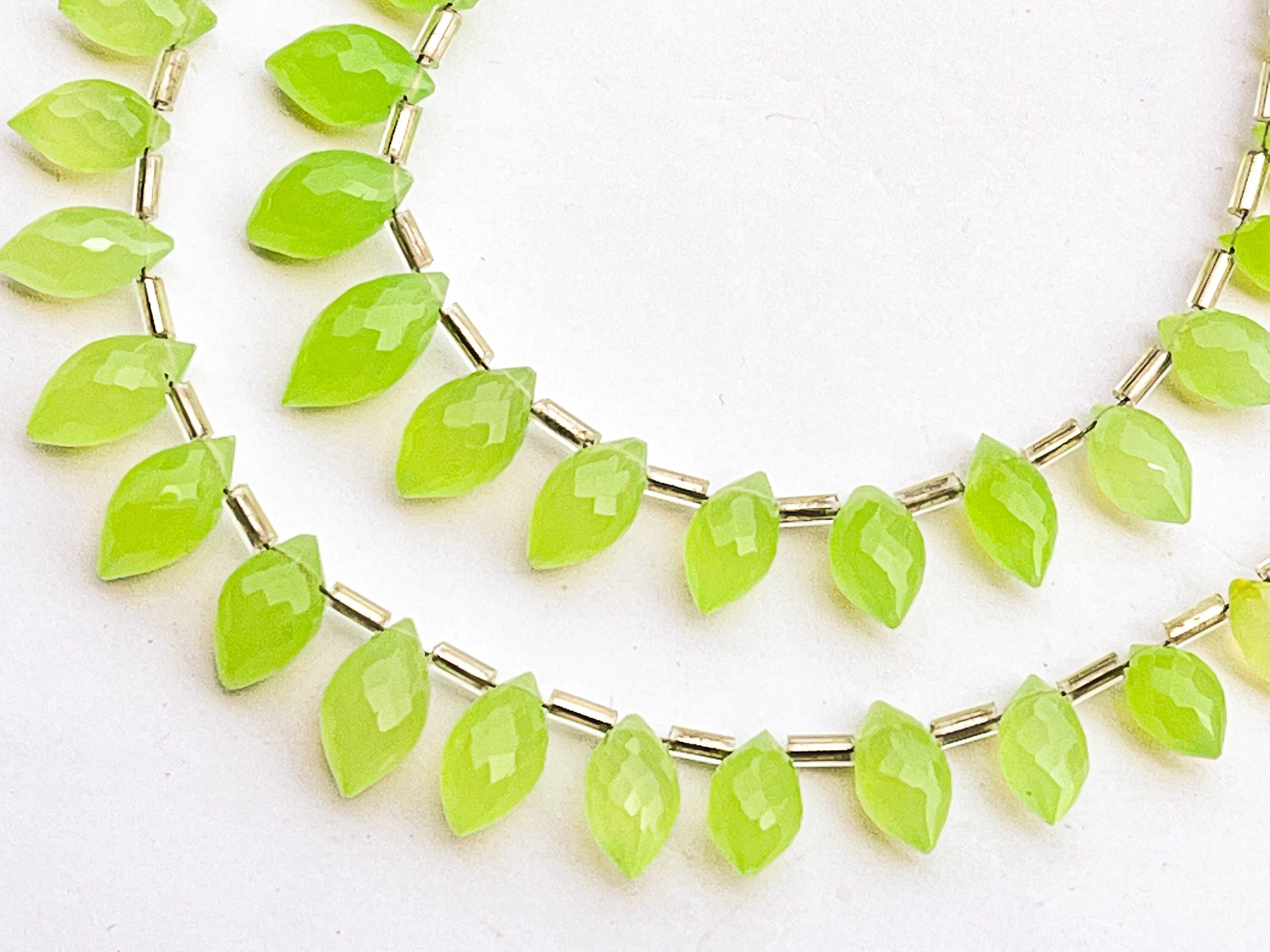 Light Green color Onyx Drops Faceted olive Shape Drops