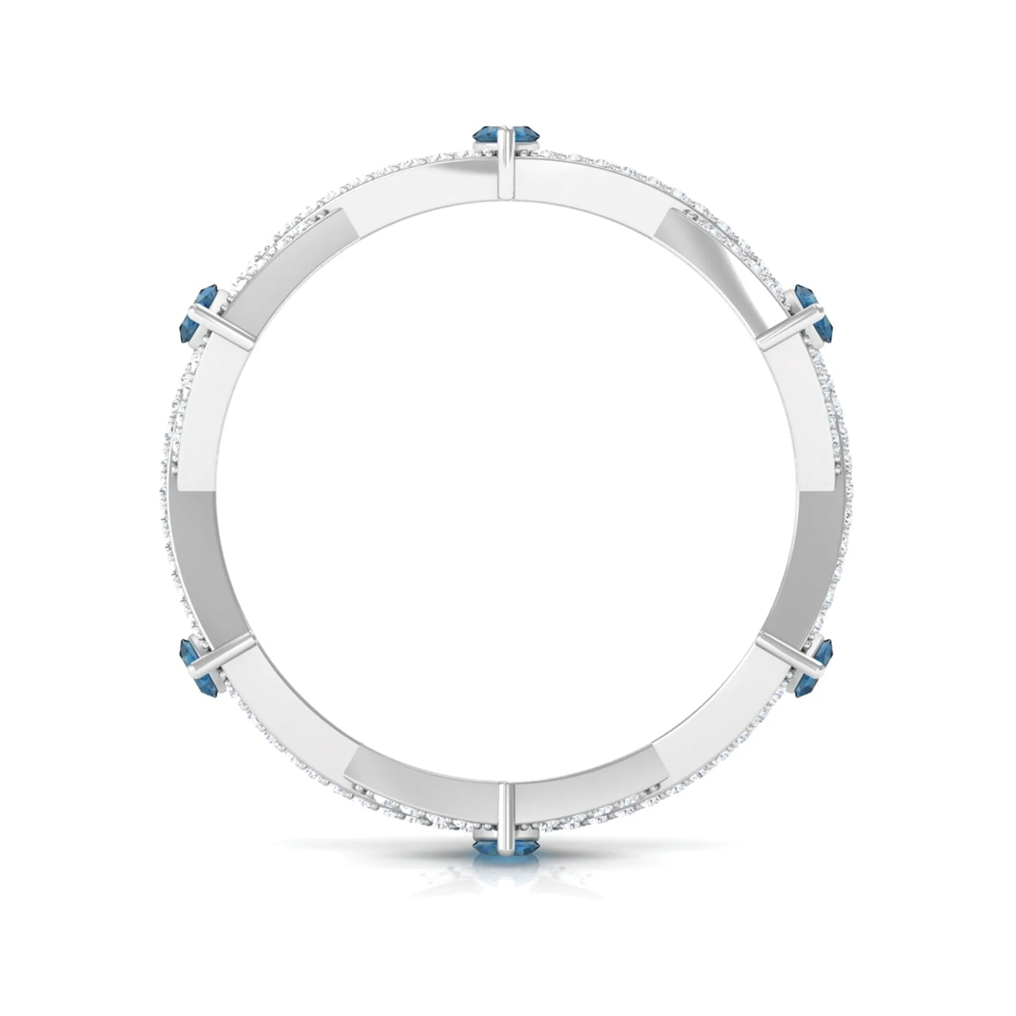 London Blue Topaz and Diamond Crossover Eternity Ring