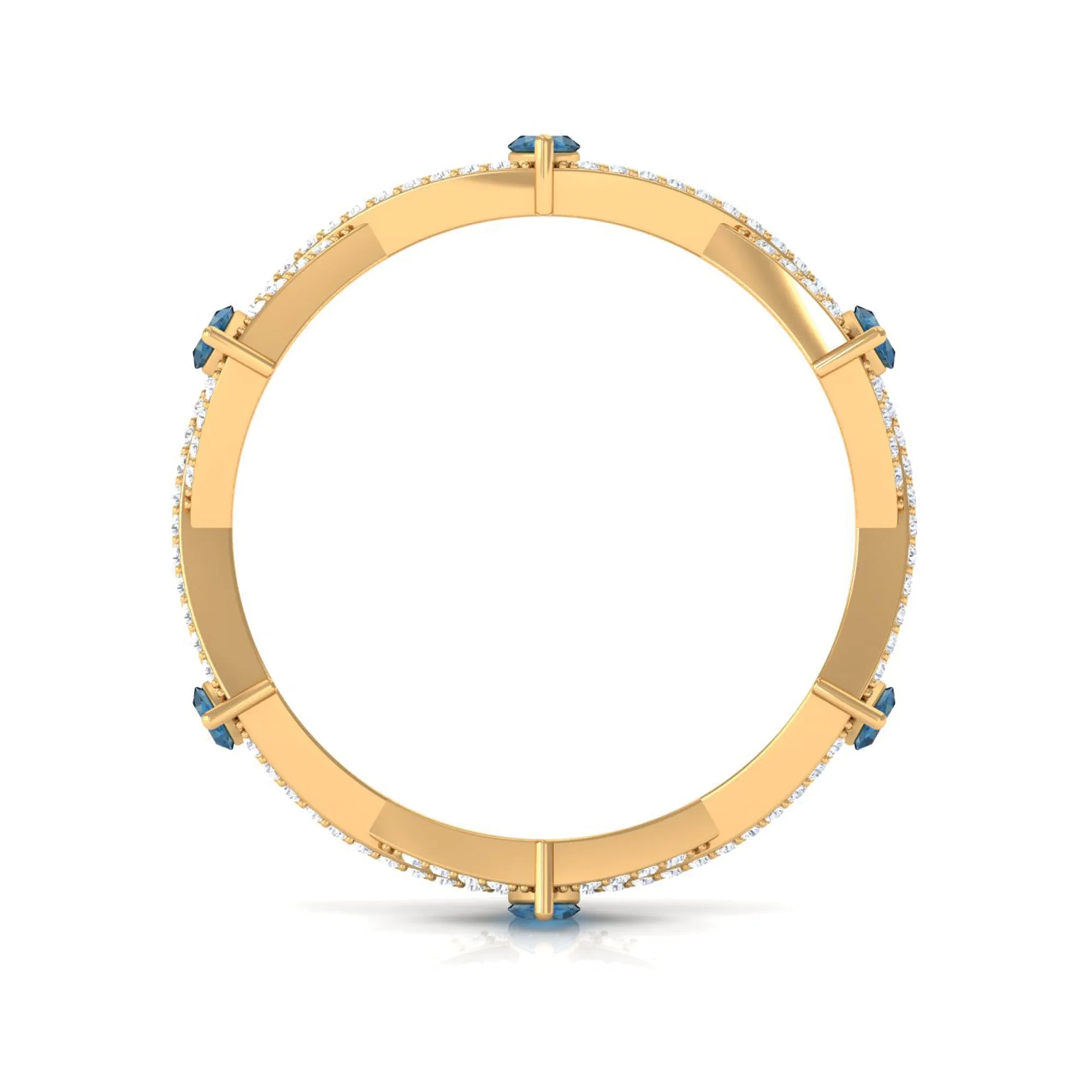 London Blue Topaz and Diamond Crossover Eternity Ring