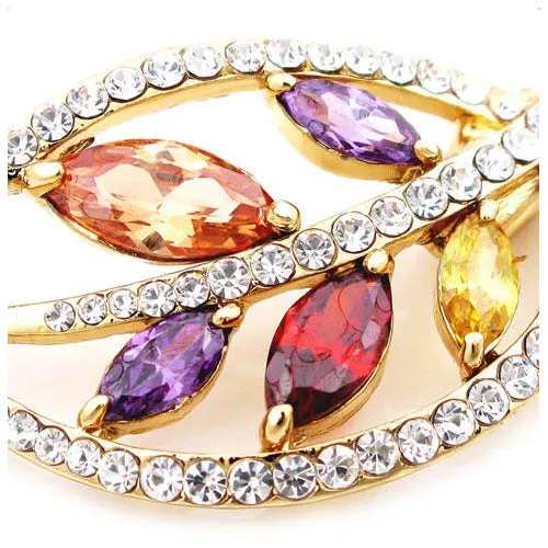 LUX Colorful Swarovski Rhinestone and Zircon Leaf Hair Stick
