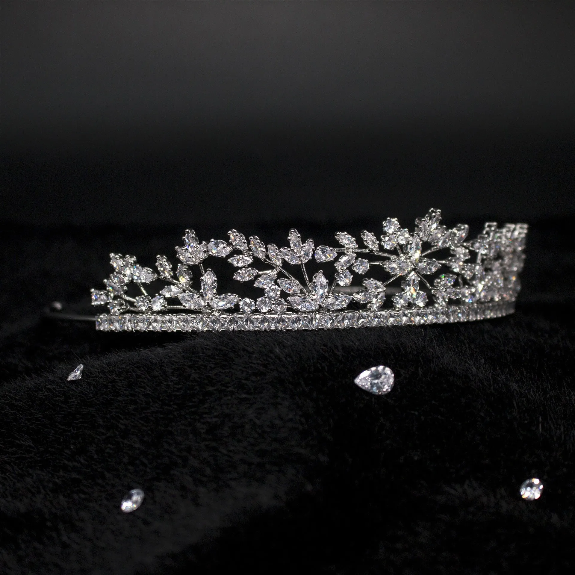 Luxury Bridal Silver / Gold Hair Zircon Tiara (GS0177) - Wholesale