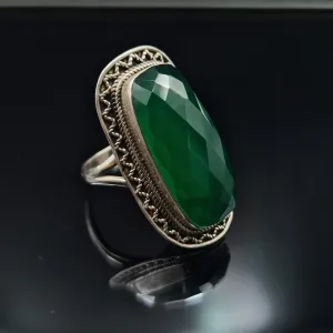Magnificence Green Onyx Sterling Silver Ring