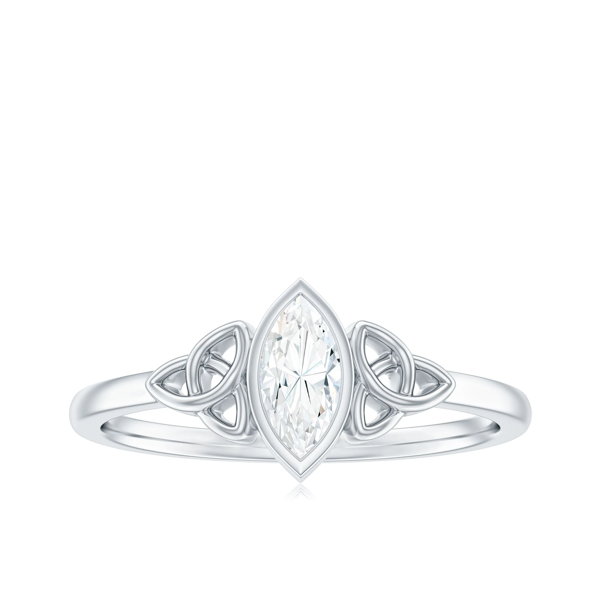 Marquise Cut Solitaire Diamond Celtic Knot Ring in Bezel Setting