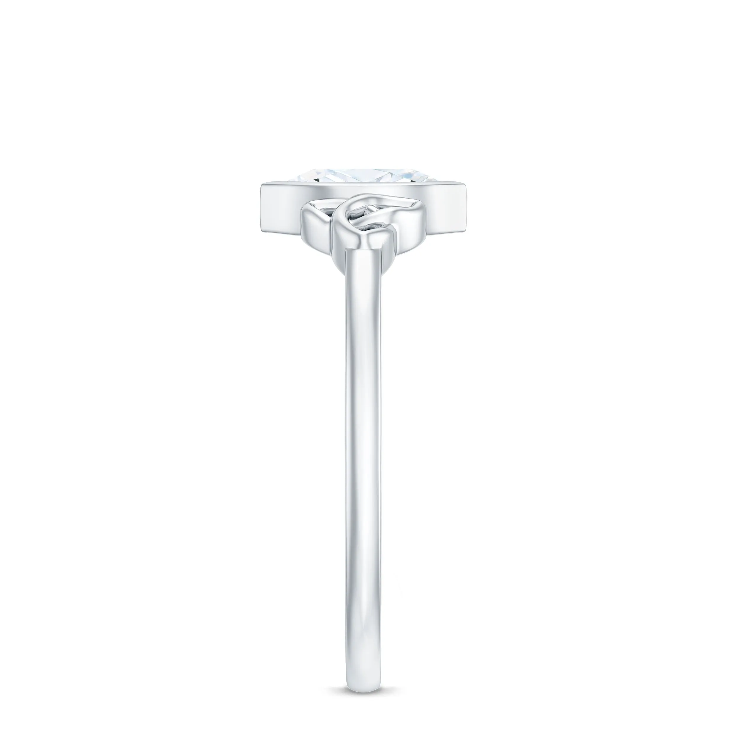 Marquise Cut Solitaire Diamond Celtic Knot Ring in Bezel Setting
