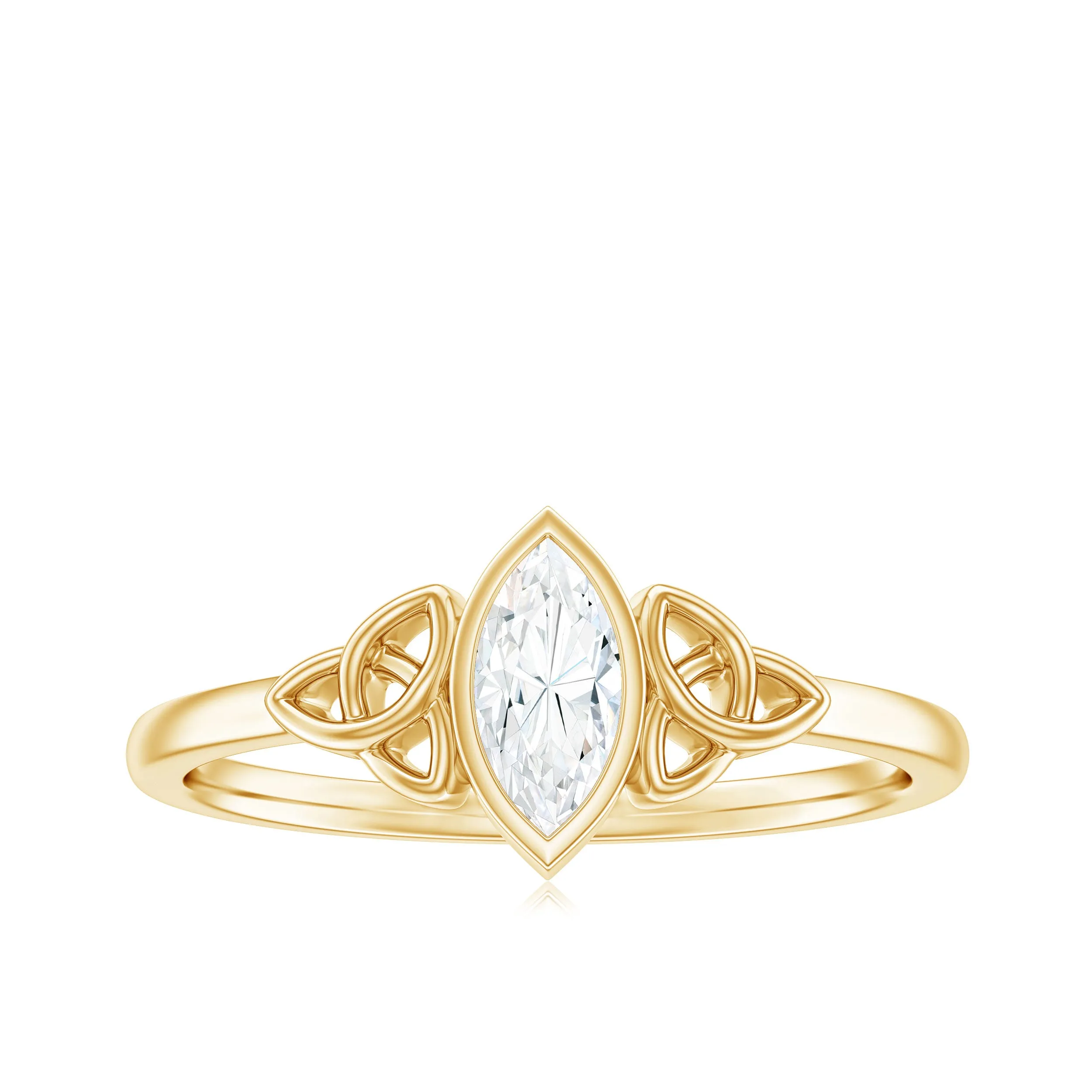 Marquise Cut Solitaire Diamond Celtic Knot Ring in Bezel Setting