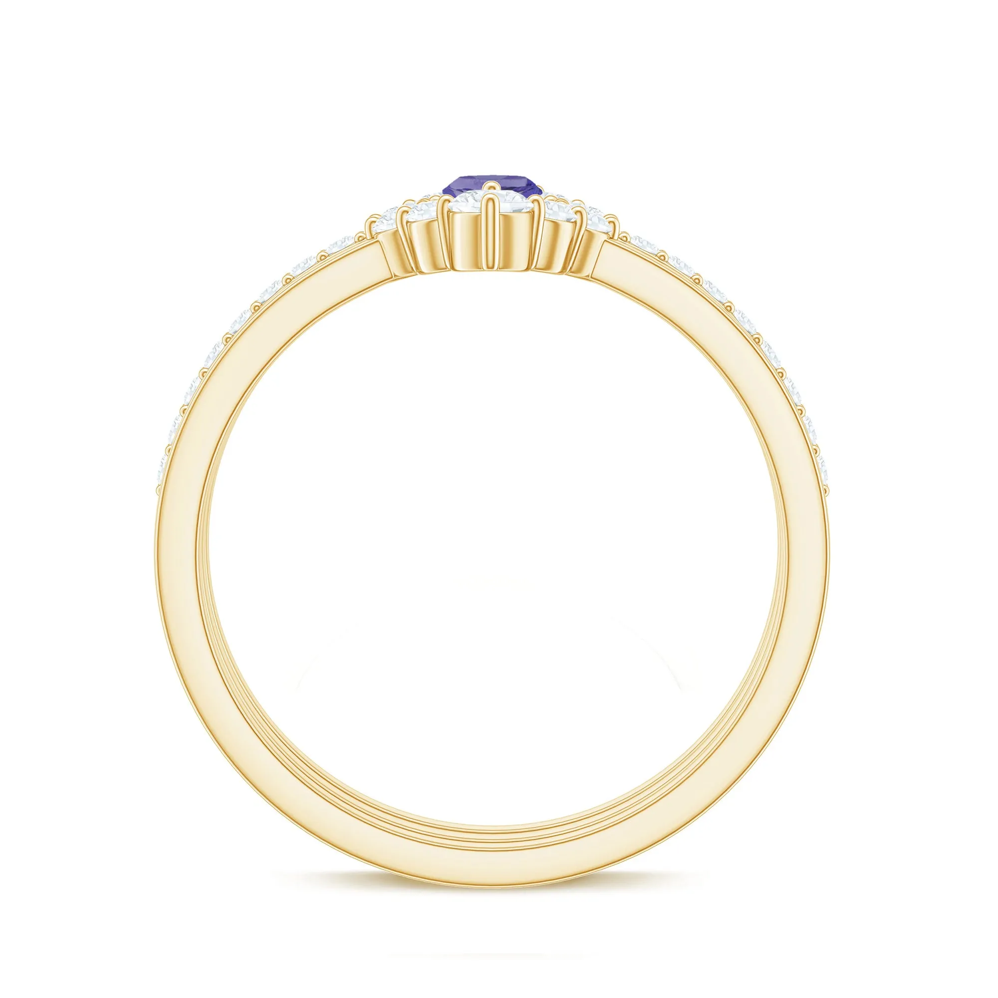 Marquise Cut Tanzanite Solitaire Ring Set with Diamond