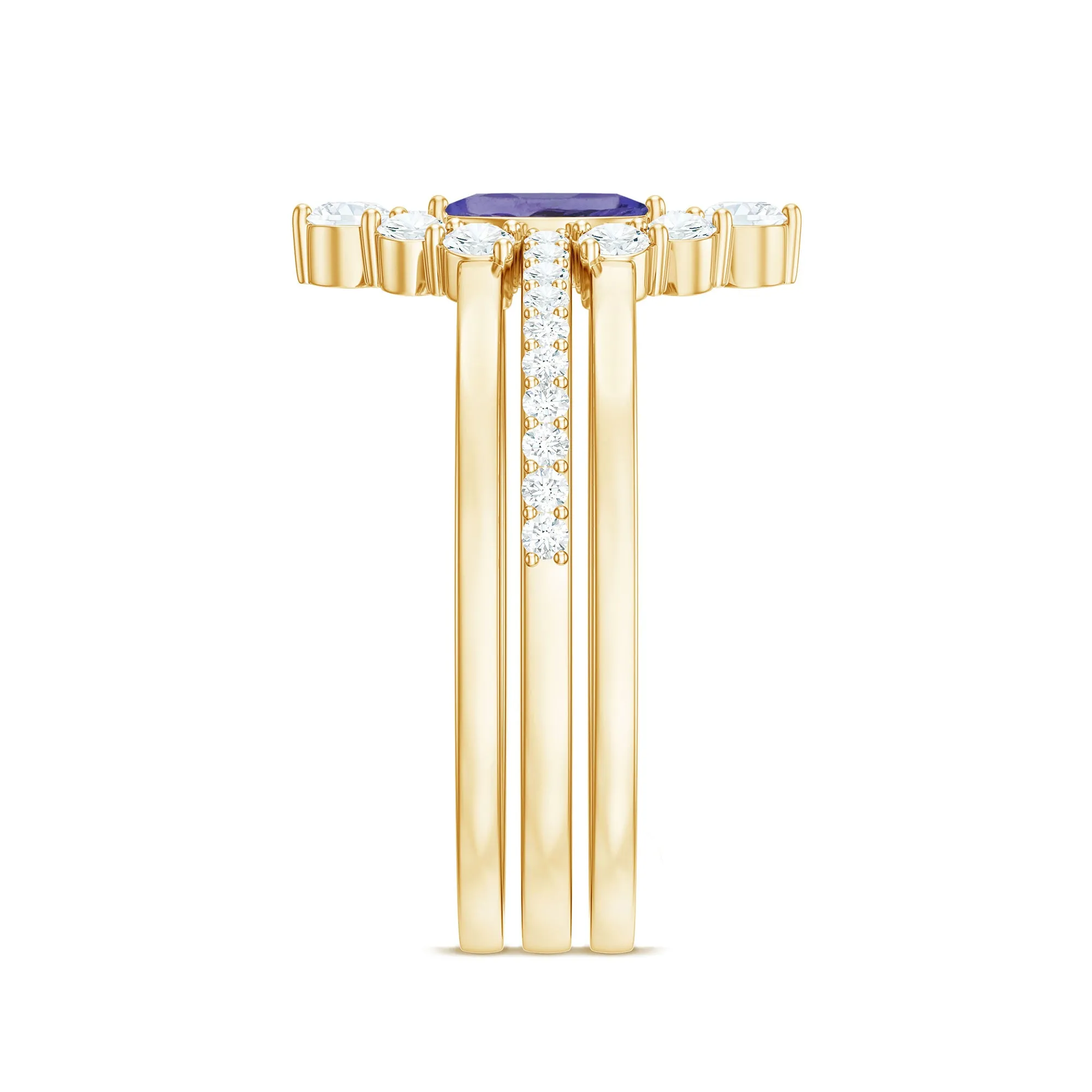 Marquise Cut Tanzanite Solitaire Ring Set with Diamond
