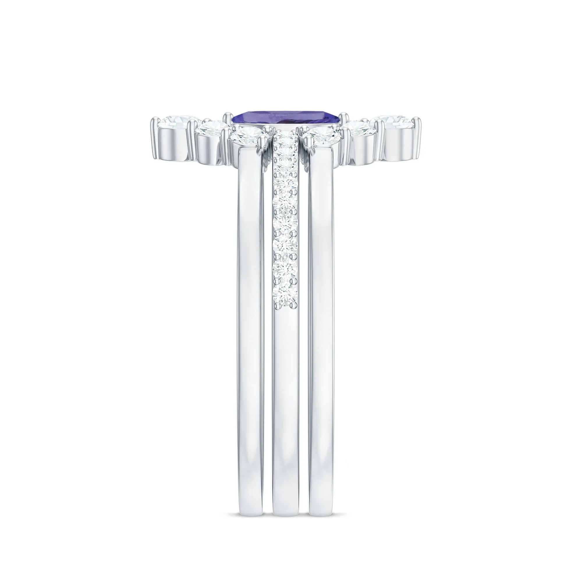 Marquise Cut Tanzanite Solitaire Ring Set with Diamond
