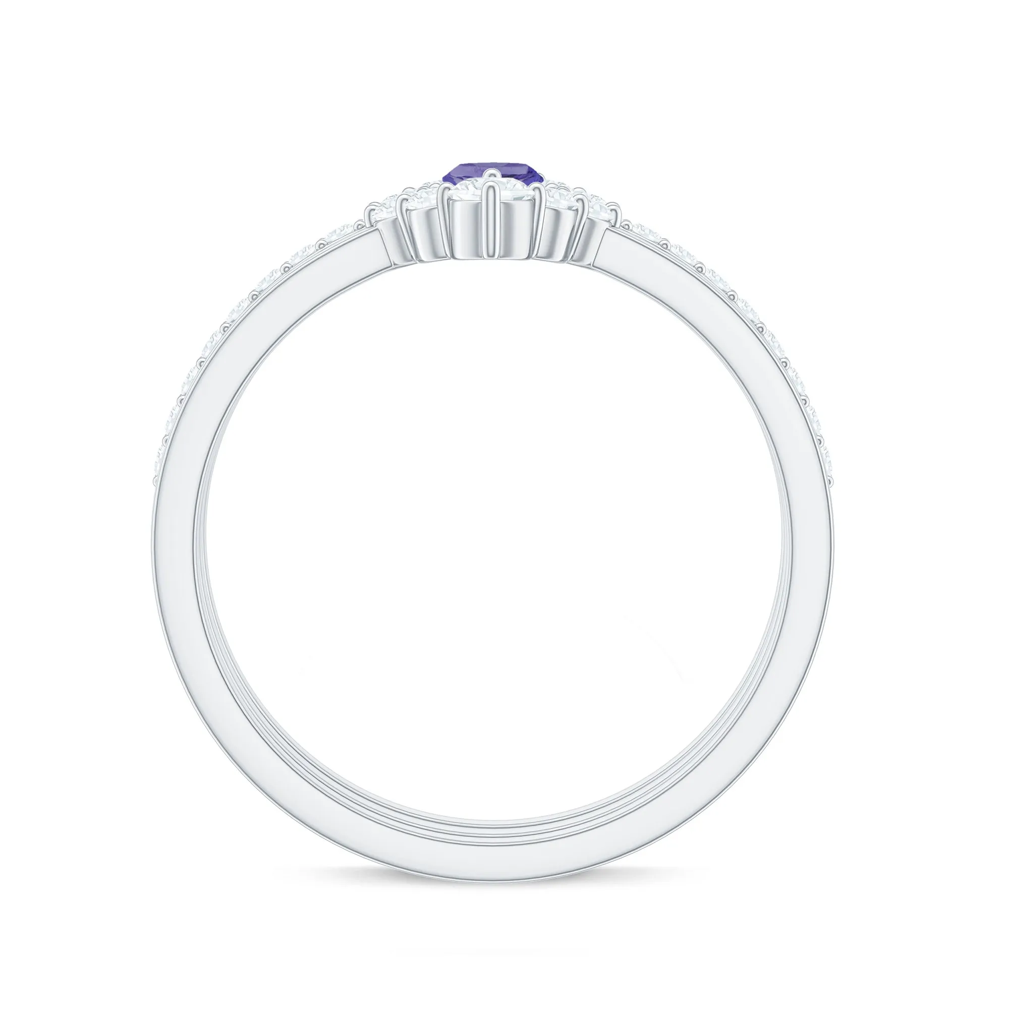 Marquise Cut Tanzanite Solitaire Ring Set with Diamond