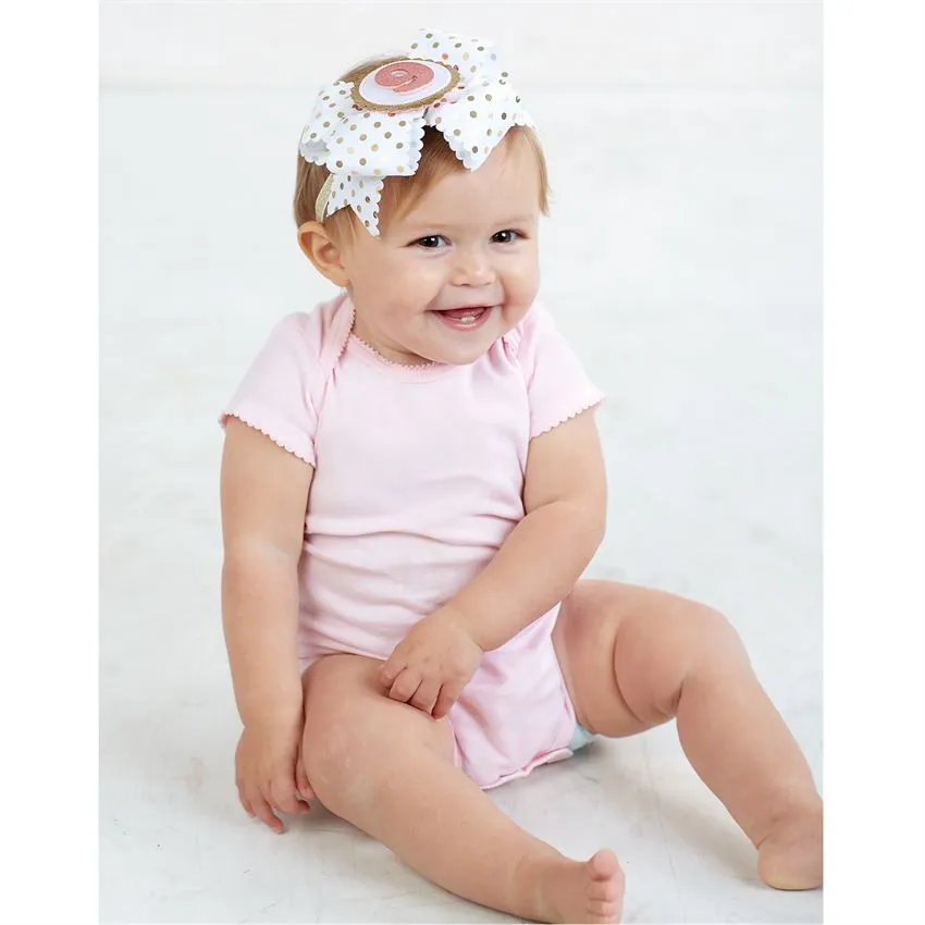 Mud Pie Monthly Milestone Pink & Gold Headband