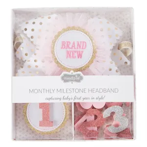Mud Pie Monthly Milestone Pink & Gold Headband