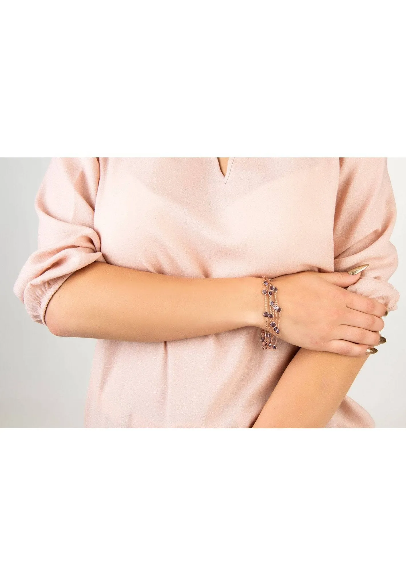 Naples Statement Gemstone Bracelet Rose Gold Amethyst
