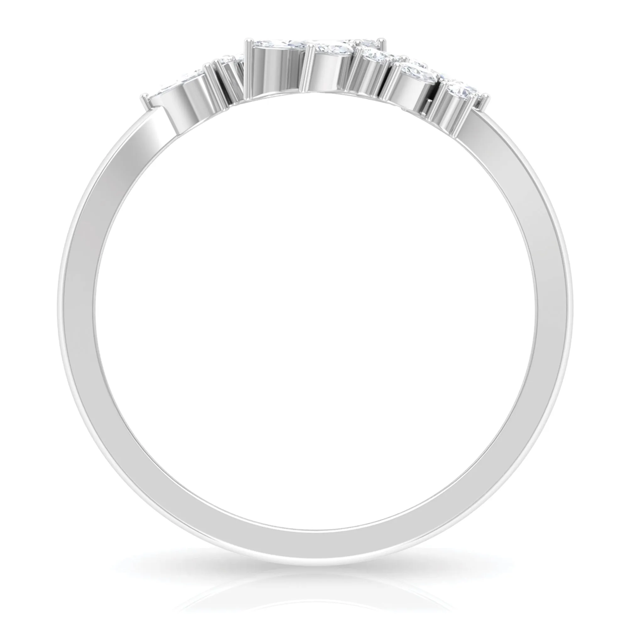 Natural Diamond Leaf Ring in Cuff Style