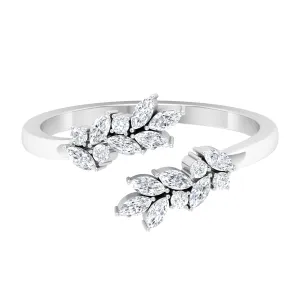 Natural Diamond Leaf Ring in Cuff Style