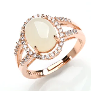 Natural Jade Ring Nephrite Silver Adjustable Ring WR15