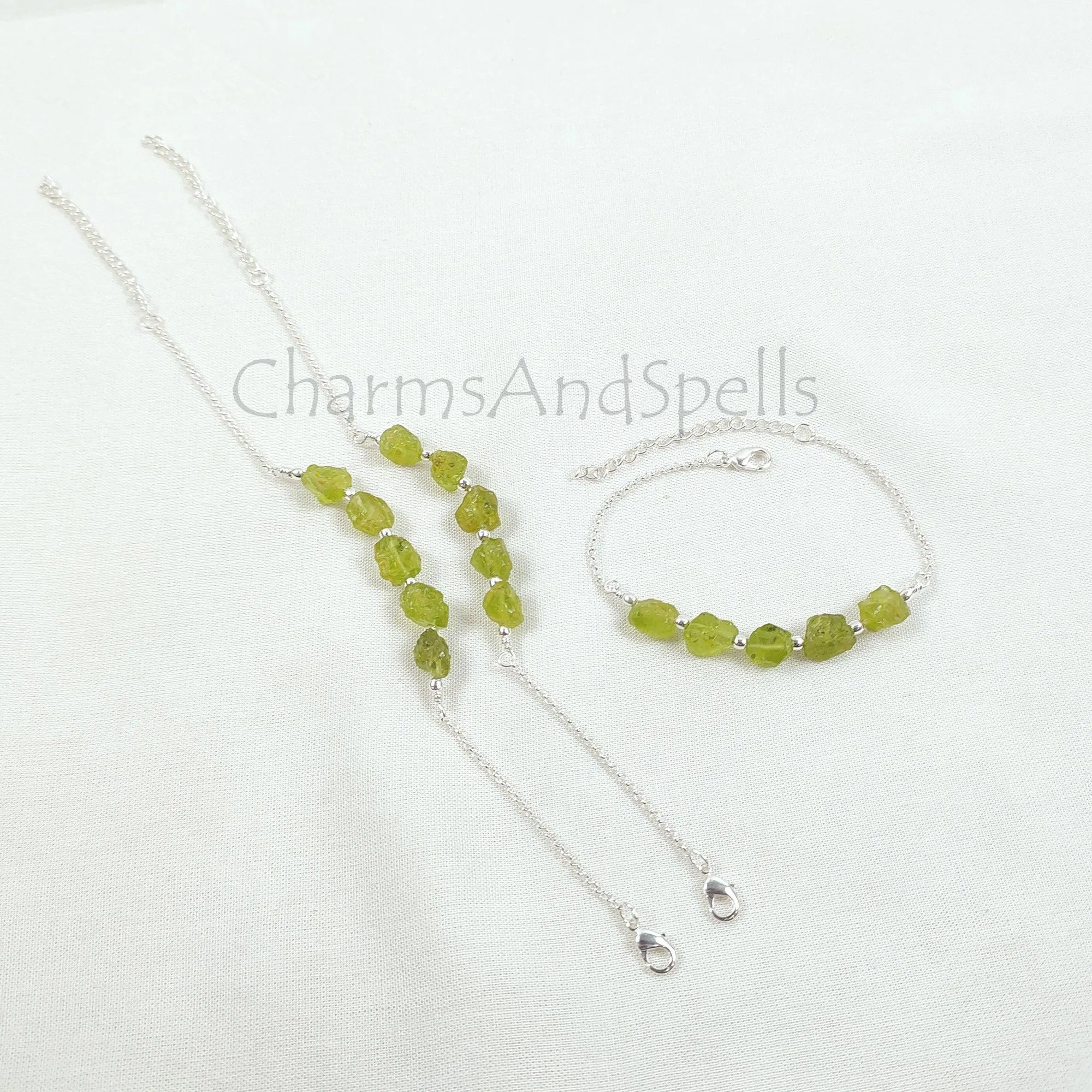 Natural Raw Peridot Bracelet, Silver Plated Peridot Bracelet, Green Raw Gemstone Adjustable Bracelet, Crystal Stone Bracelet,Friendship Gift