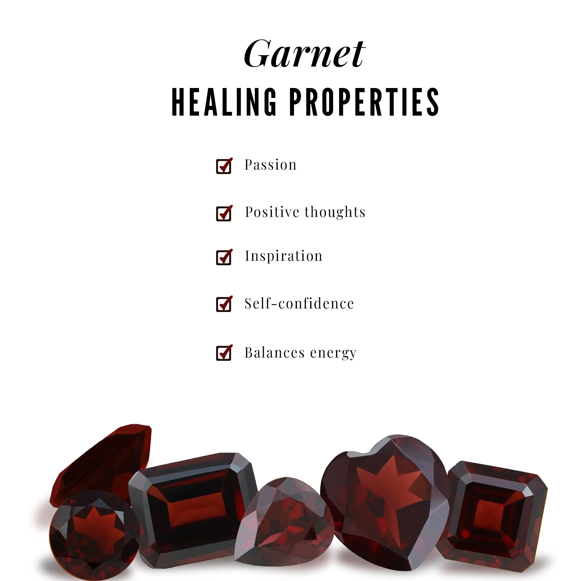 Octagon Garnet Solitaire Ring Set of 3 with Diamond