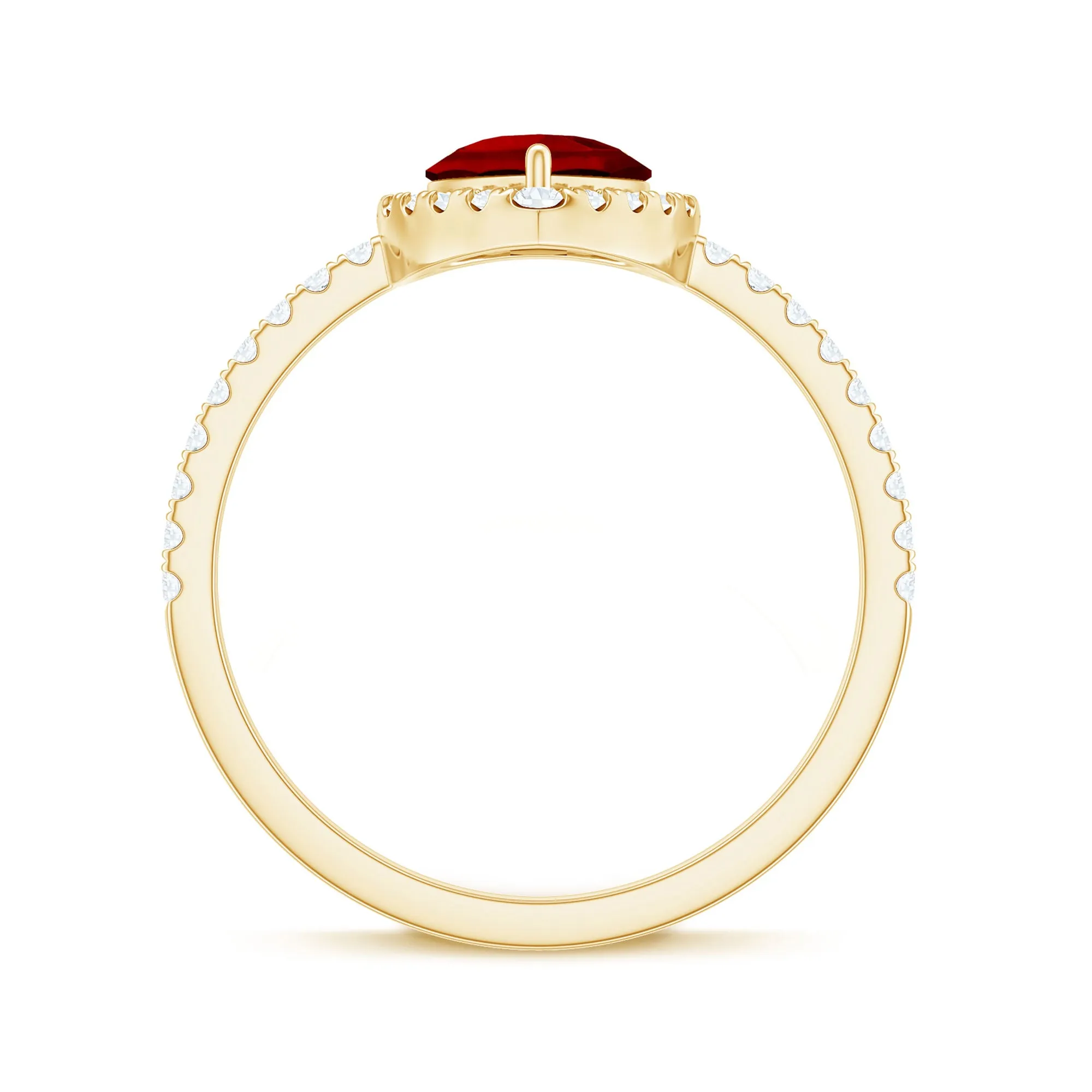 Pear Cut Lab Created Ruby Engagement Ring with Diamond Accent
