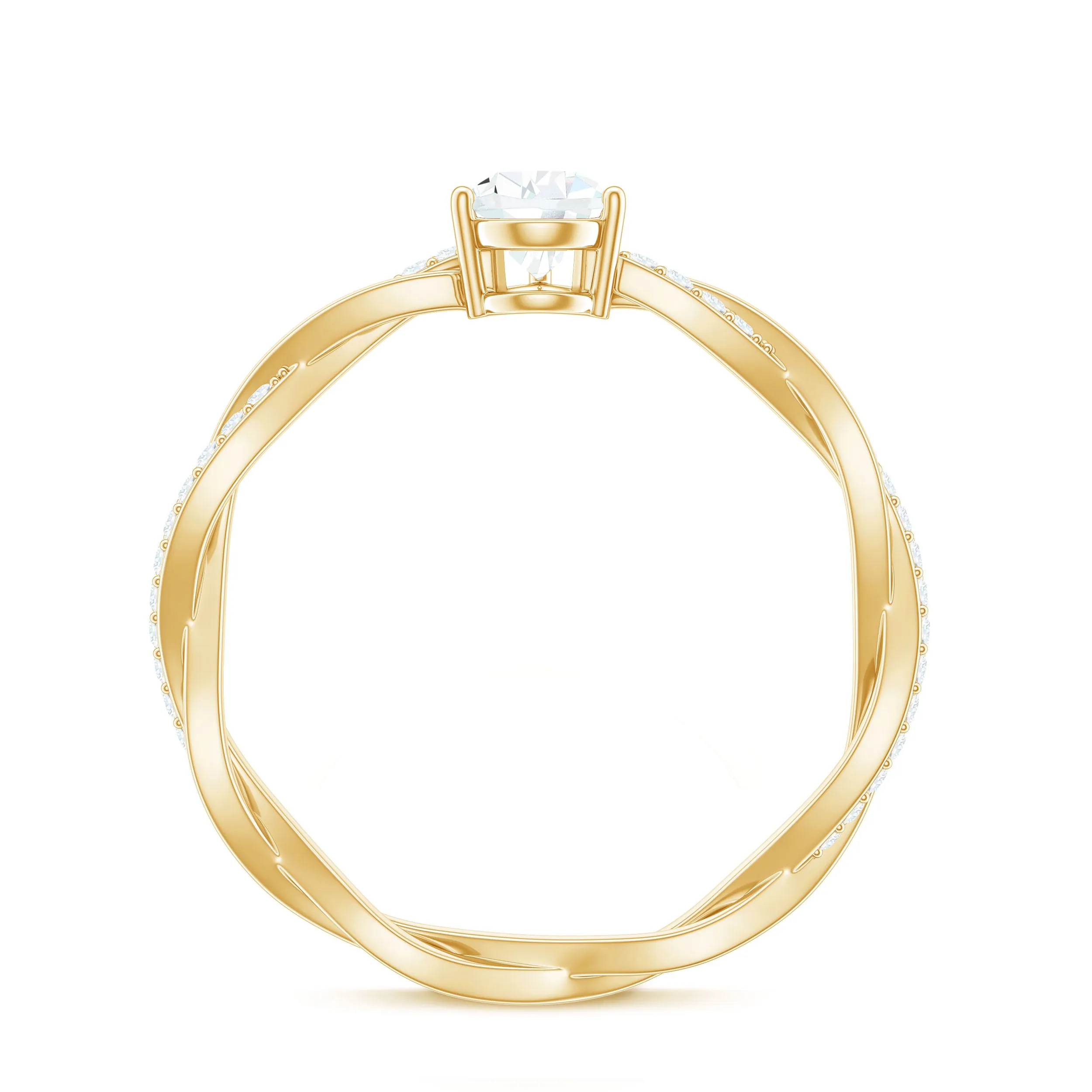 Pear Shape Lab Grown Diamond Solitaire Criss Cross Engagement Ring