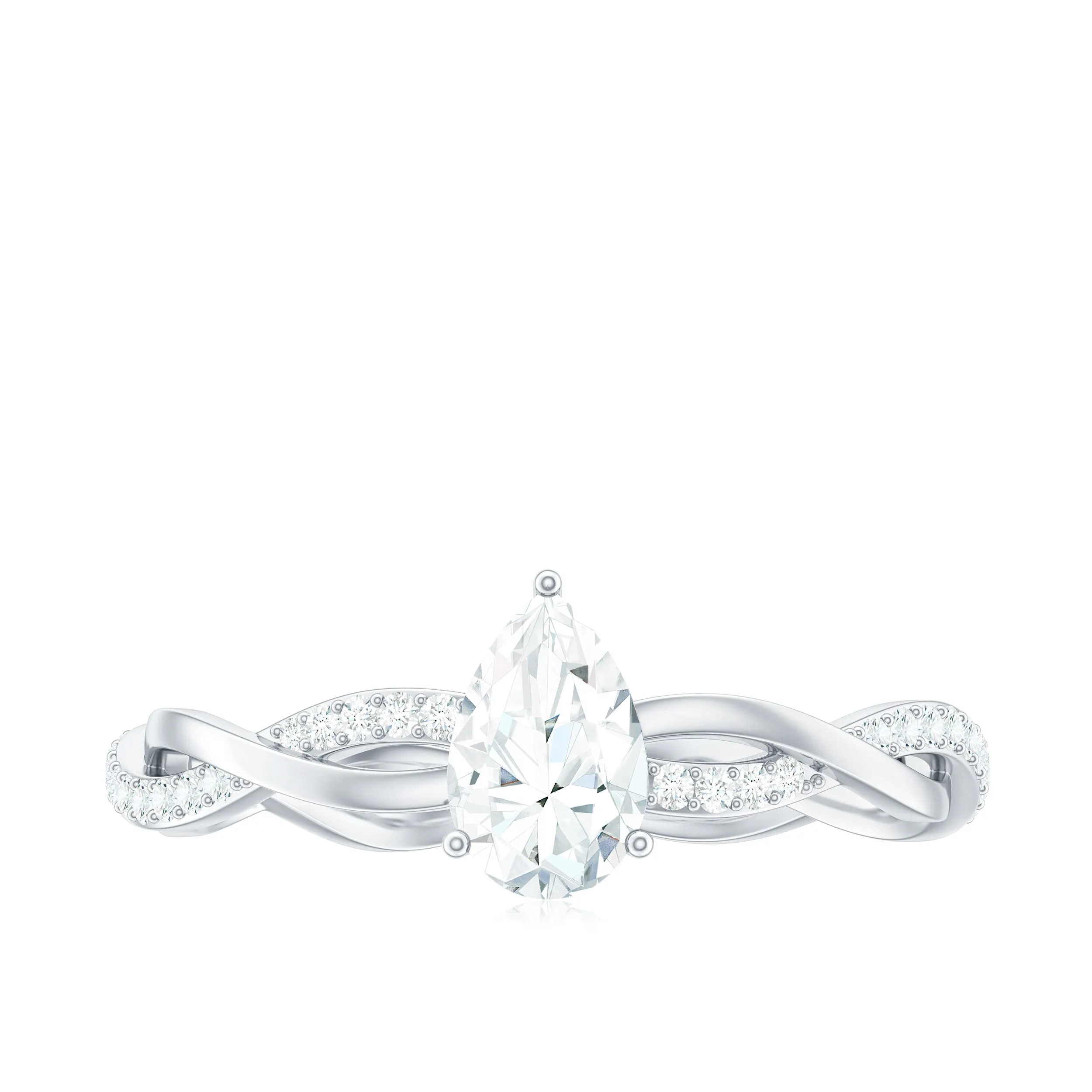 Pear Shape Lab Grown Diamond Solitaire Criss Cross Engagement Ring