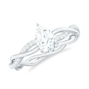 Pear Shape Lab Grown Diamond Solitaire Criss Cross Engagement Ring