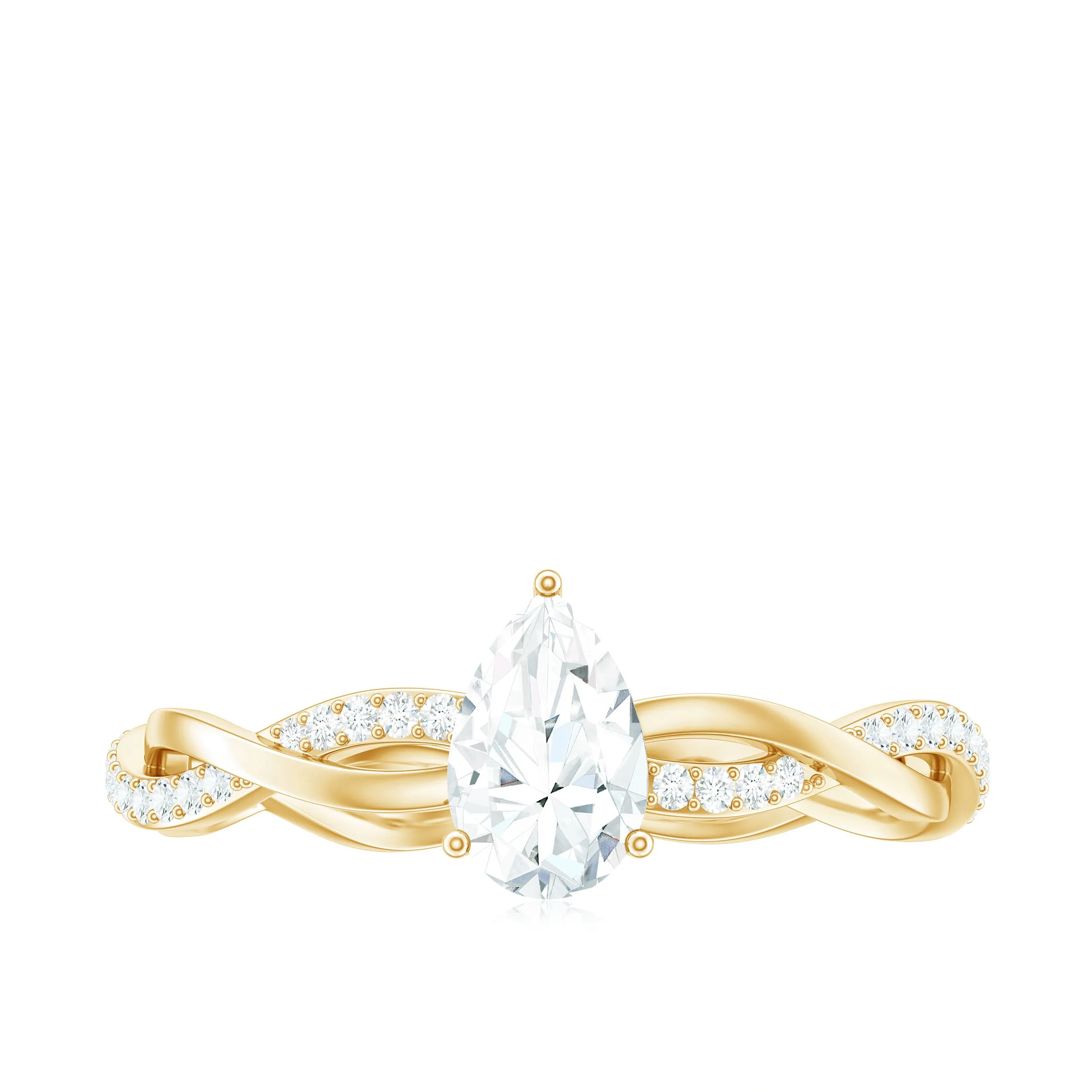 Pear Shape Lab Grown Diamond Solitaire Criss Cross Engagement Ring