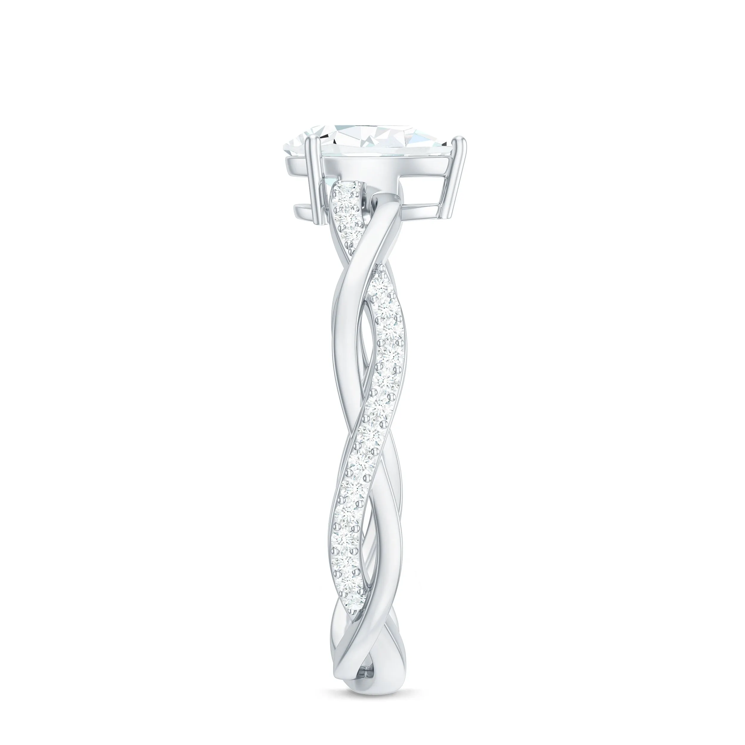 Pear Shape Lab Grown Diamond Solitaire Criss Cross Engagement Ring