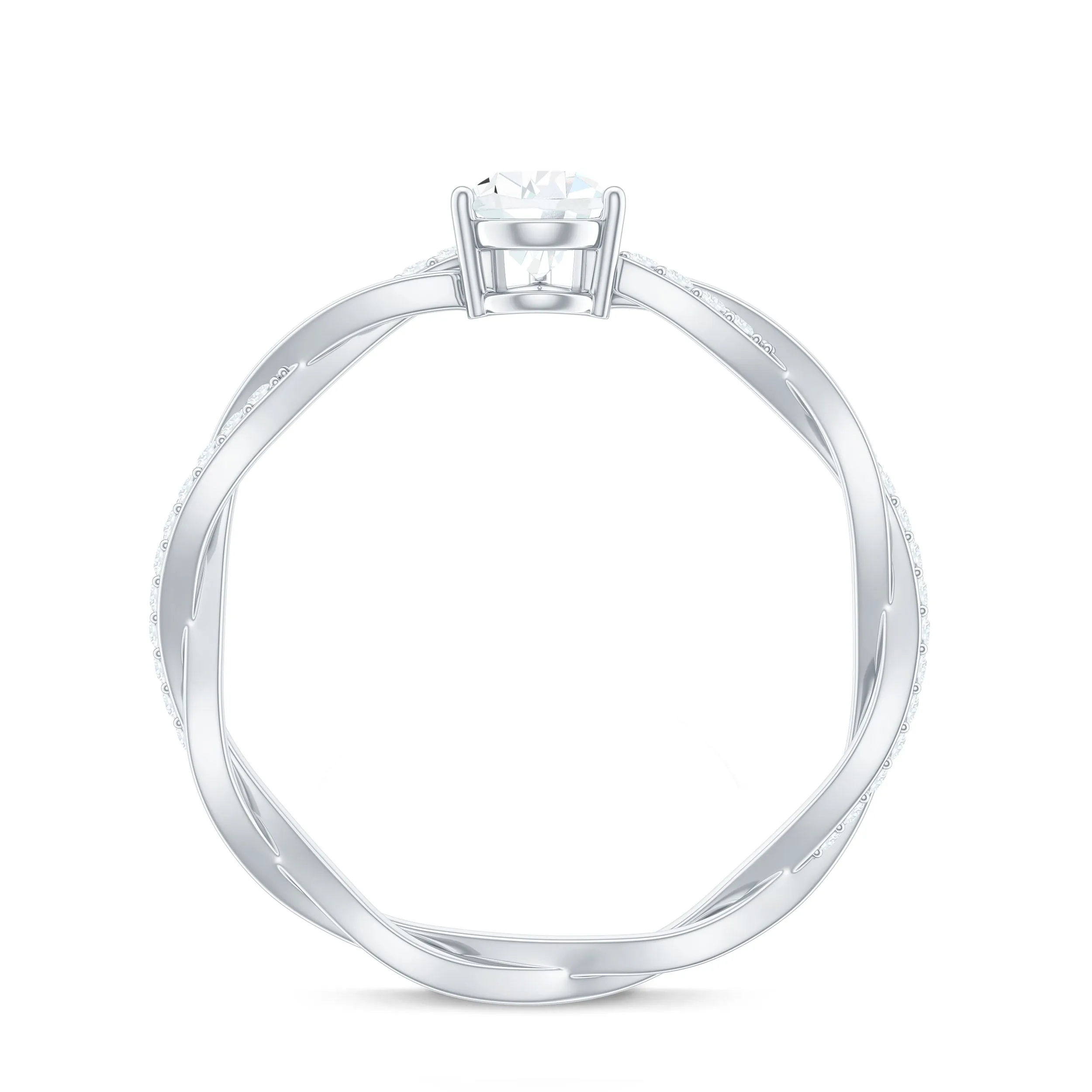 Pear Shape Lab Grown Diamond Solitaire Criss Cross Engagement Ring
