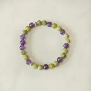 Peridot & Amethyst Skinny Stacker Bracelet (6mm beads)