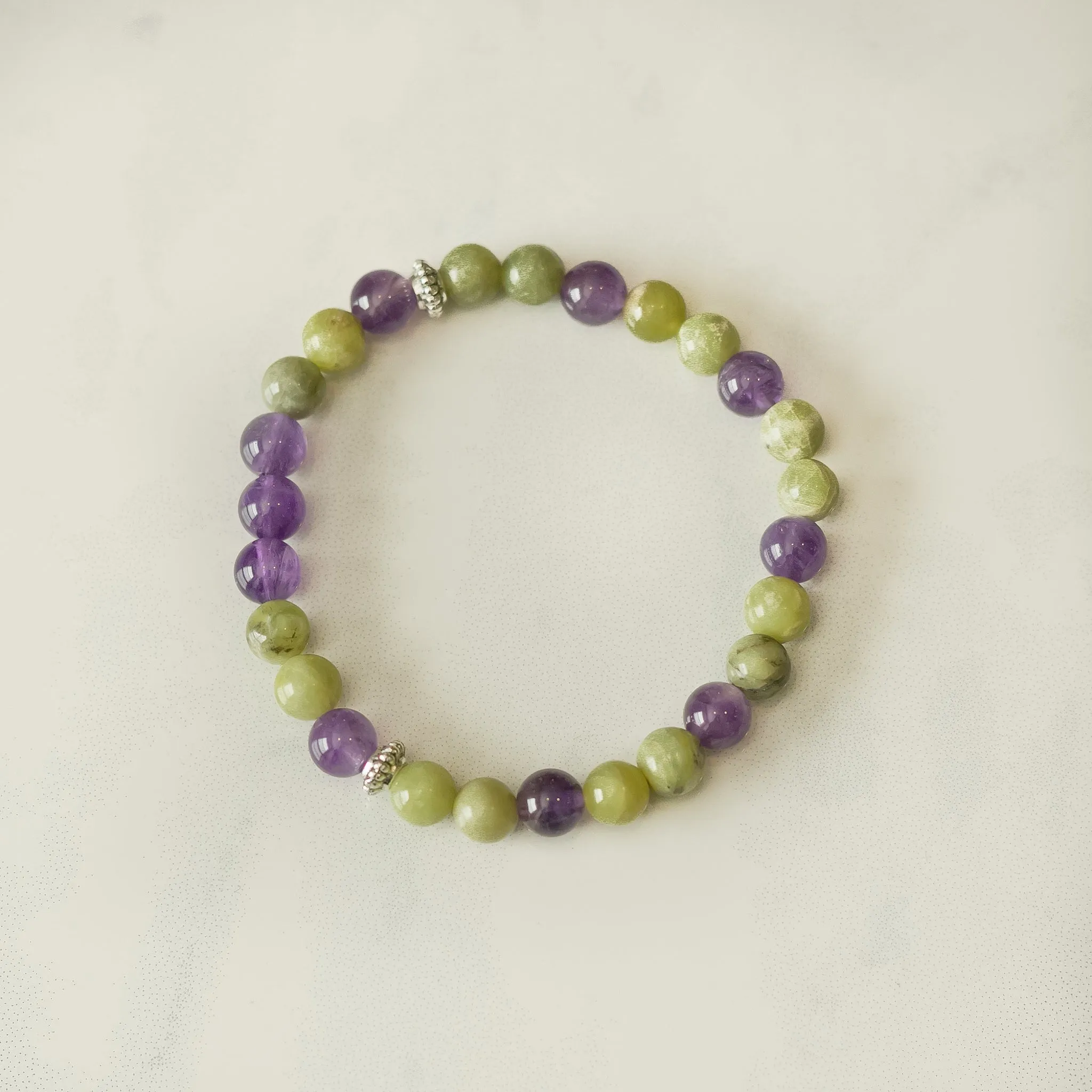 Peridot & Amethyst Skinny Stacker Bracelet (6mm beads)