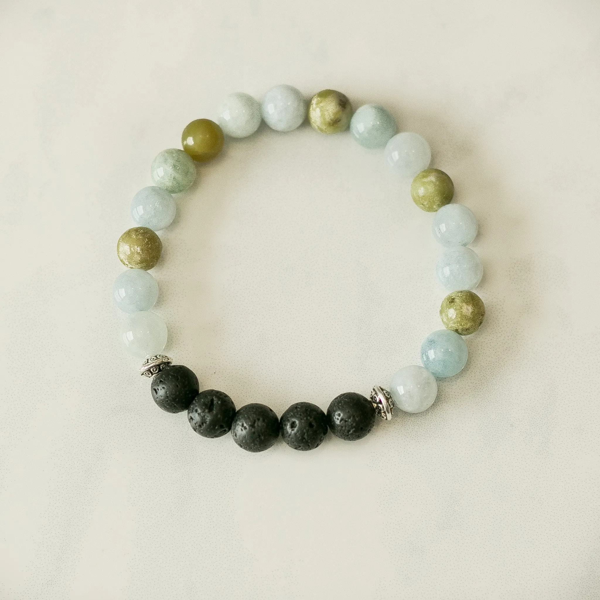 Peridot & Aquamarine Aromatherapy Essential Oil Diffuser Bracelet (8mm beads)