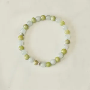Peridot & Aquamarine Skinny Stacker Bracelet (6mm beads)