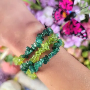 Peridot & Green Aventurine Chip Bracelet for Abundance, Good Luck and Growth
