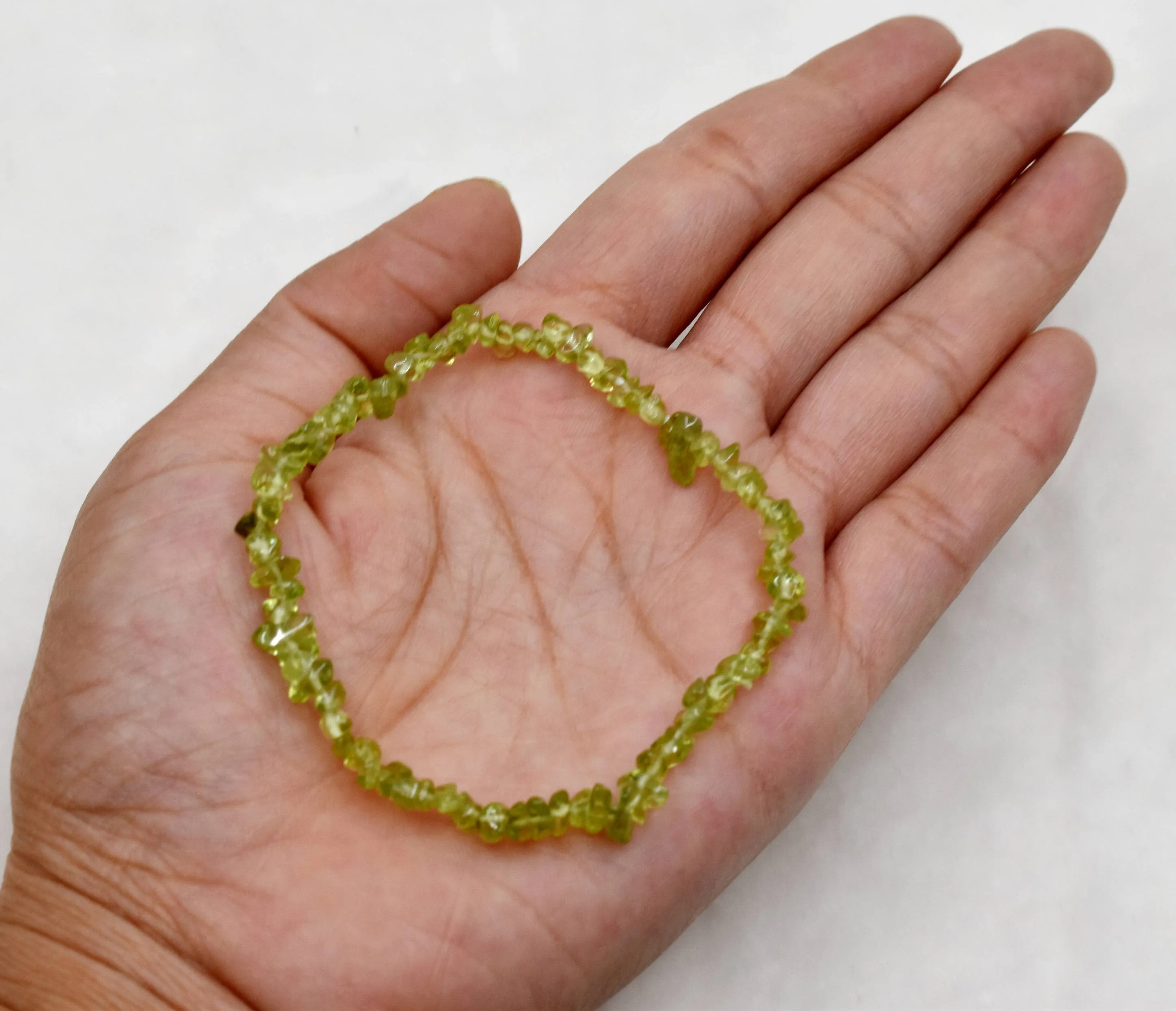 Peridot Gemstone Chip Bracelet.