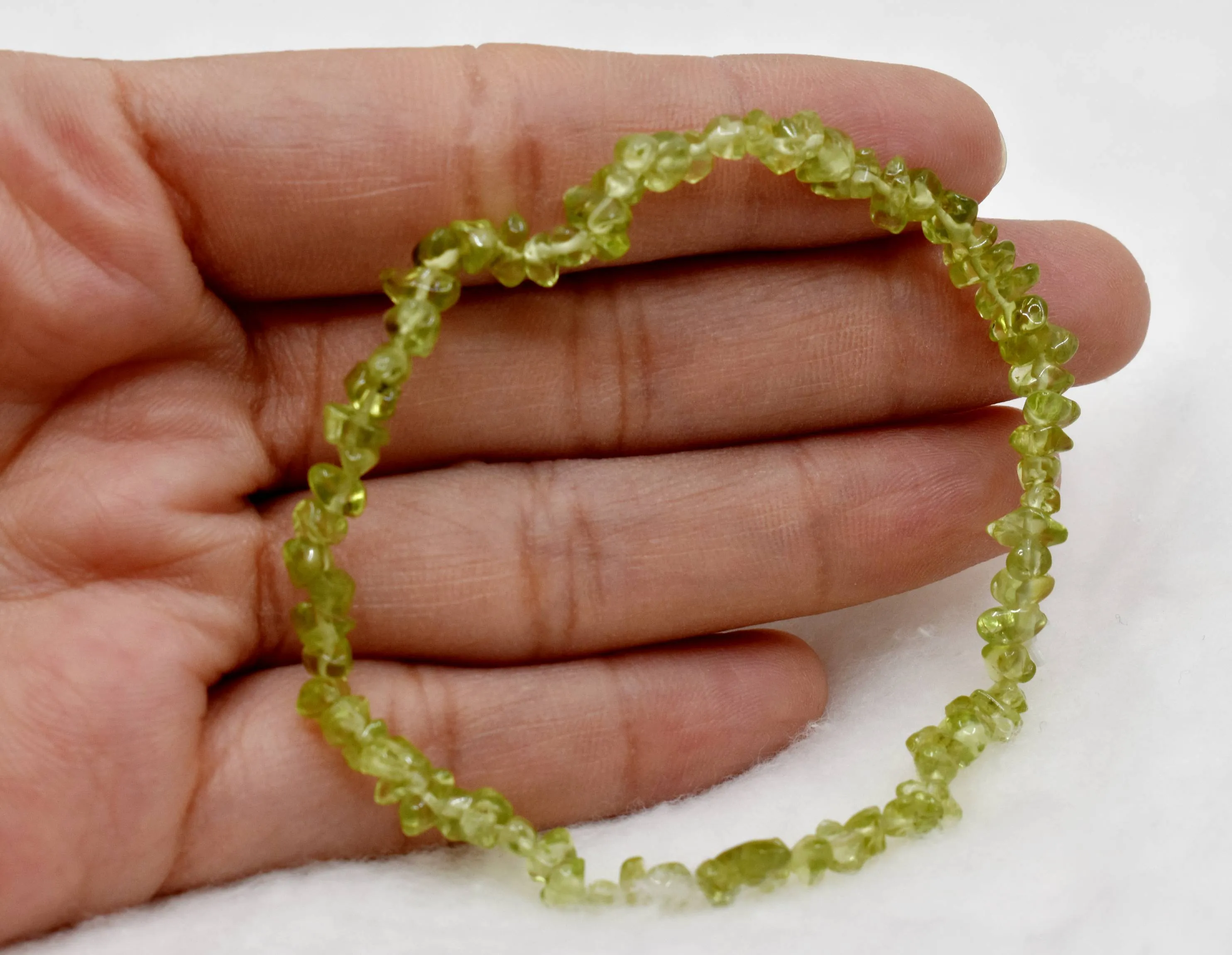 Peridot Gemstone Chip Bracelet.