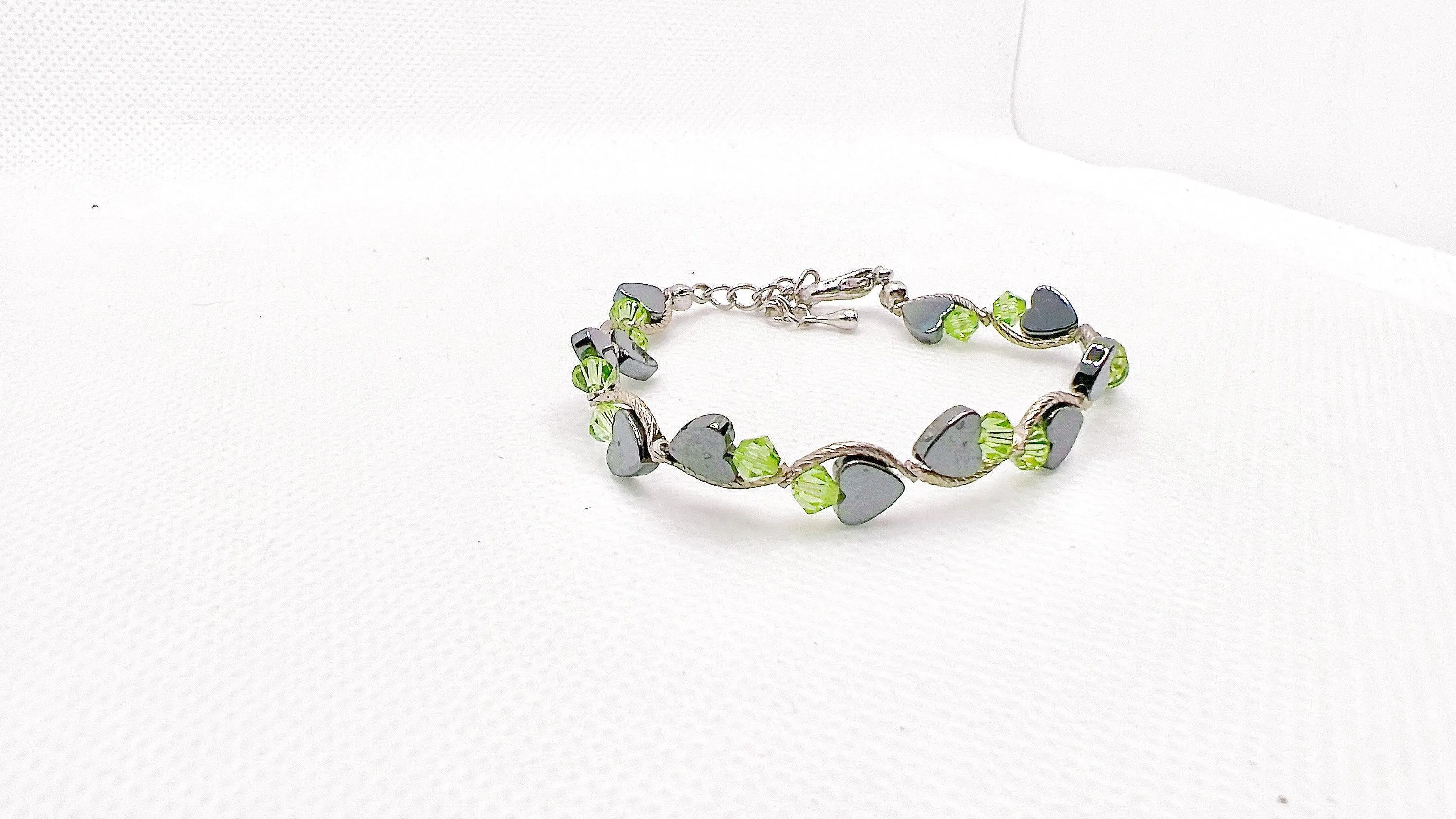 Peridot Heart Crystal Bracelet