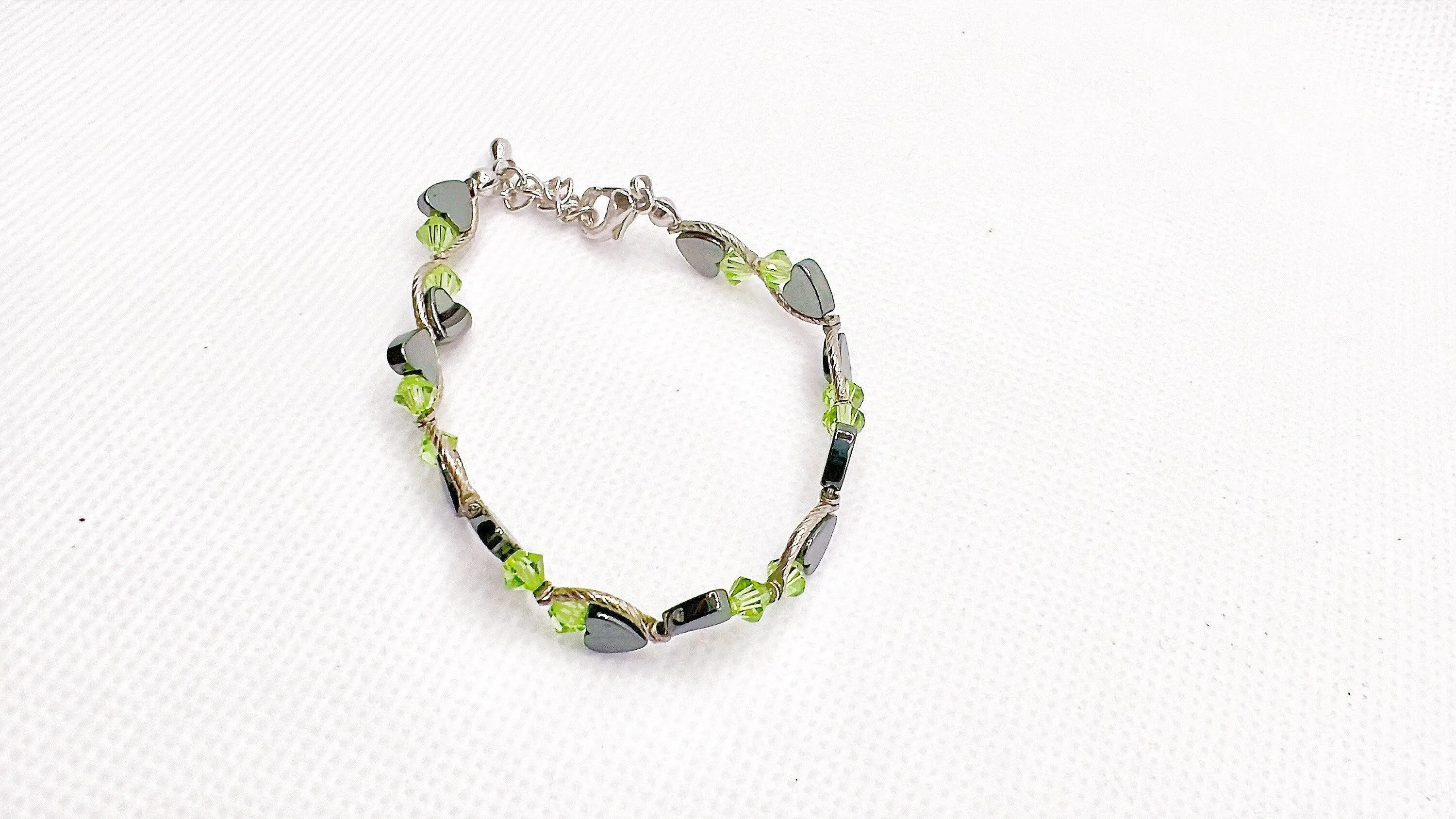 Peridot Heart Crystal Bracelet