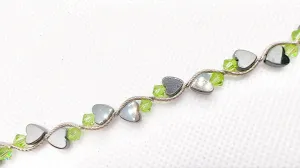 Peridot Heart Crystal Bracelet