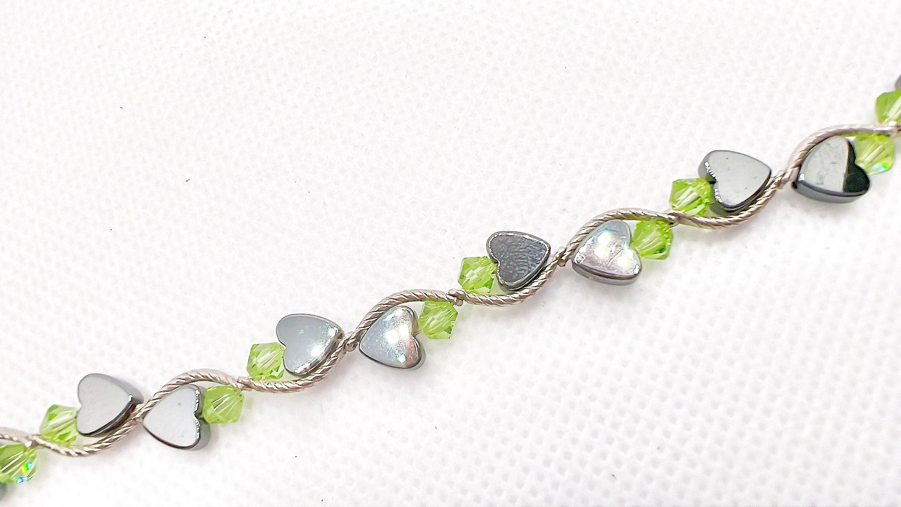 Peridot Heart Crystal Bracelet