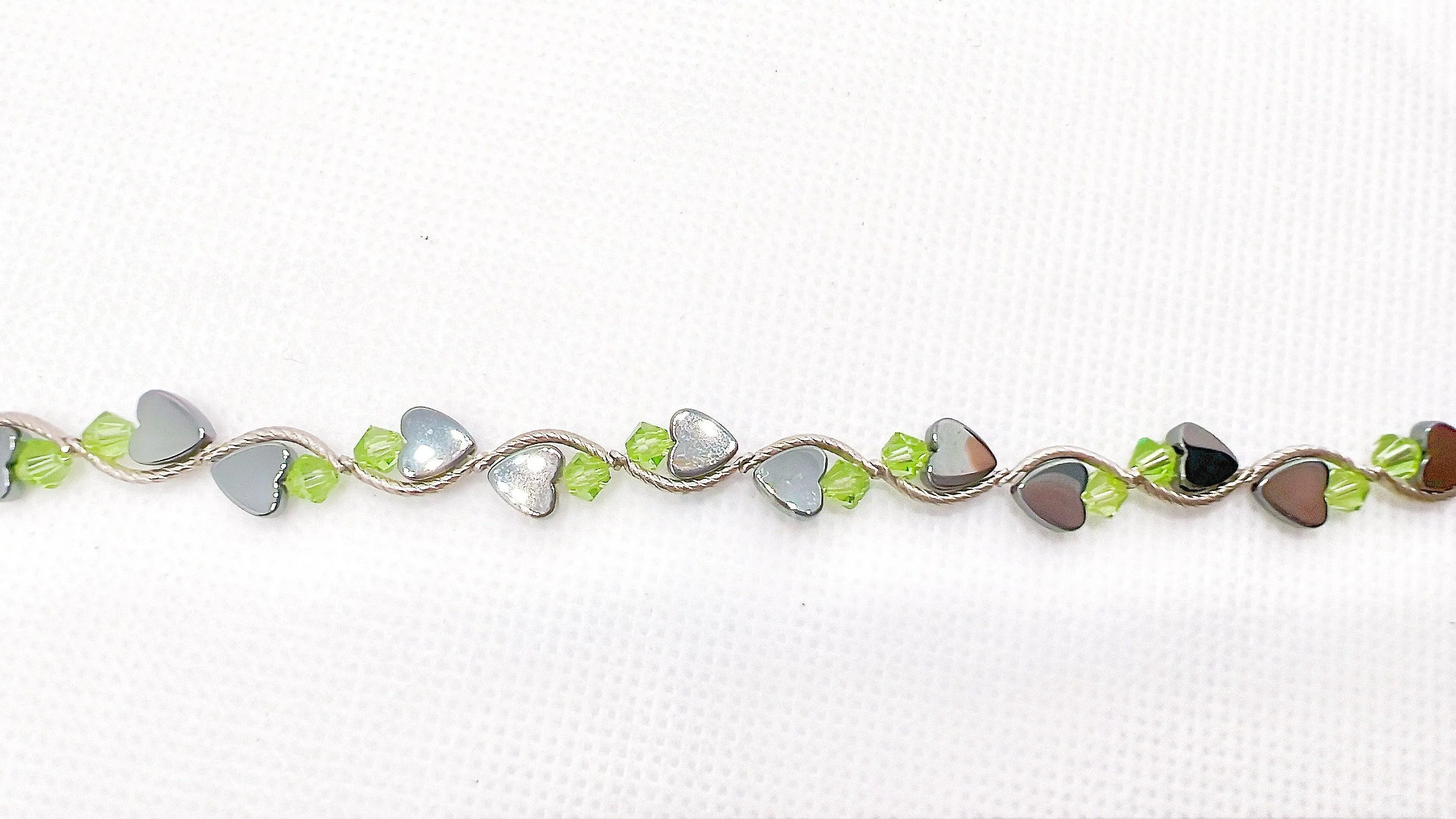 Peridot Heart Crystal Bracelet