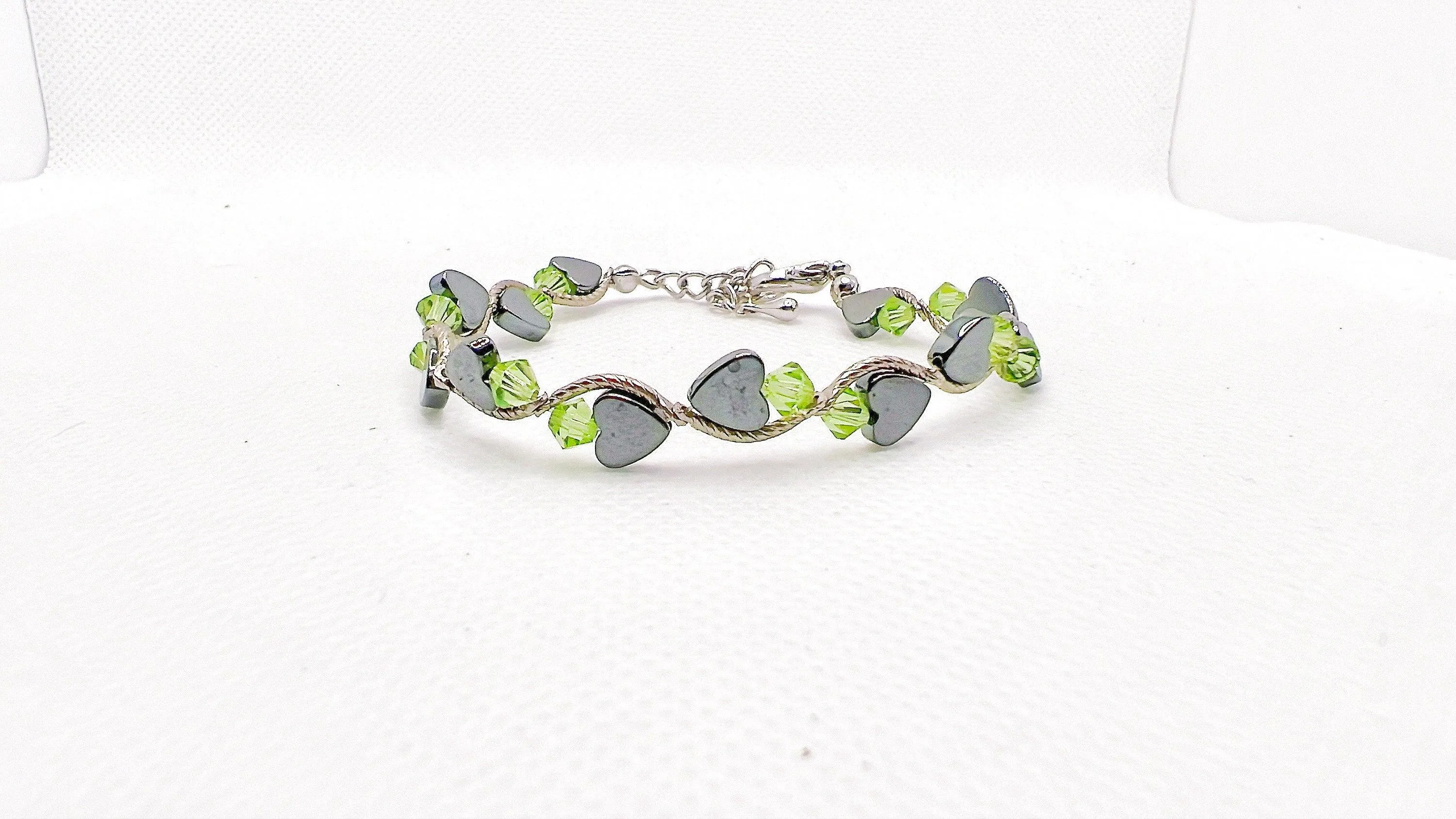 Peridot Heart Crystal Bracelet