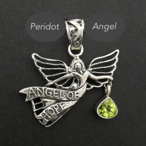 Peridot Pendant, Angel of Hope, 925 Sterling Silver, r7
