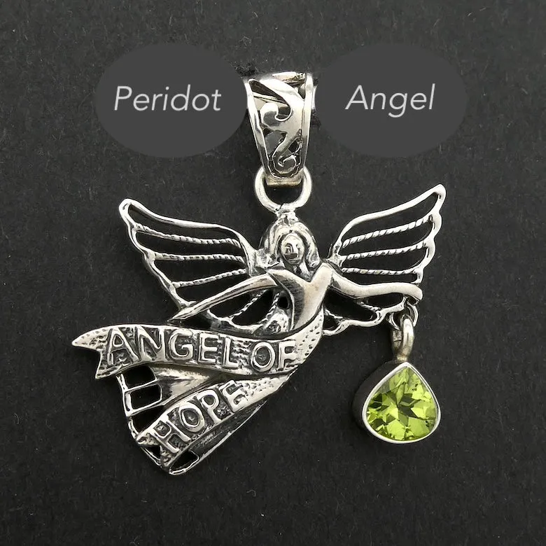 Peridot Pendant, Angel of Hope, 925 Sterling Silver, r7