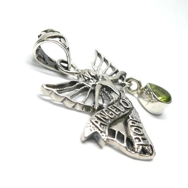 Peridot Pendant, Angel of Hope, 925 Sterling Silver, r7